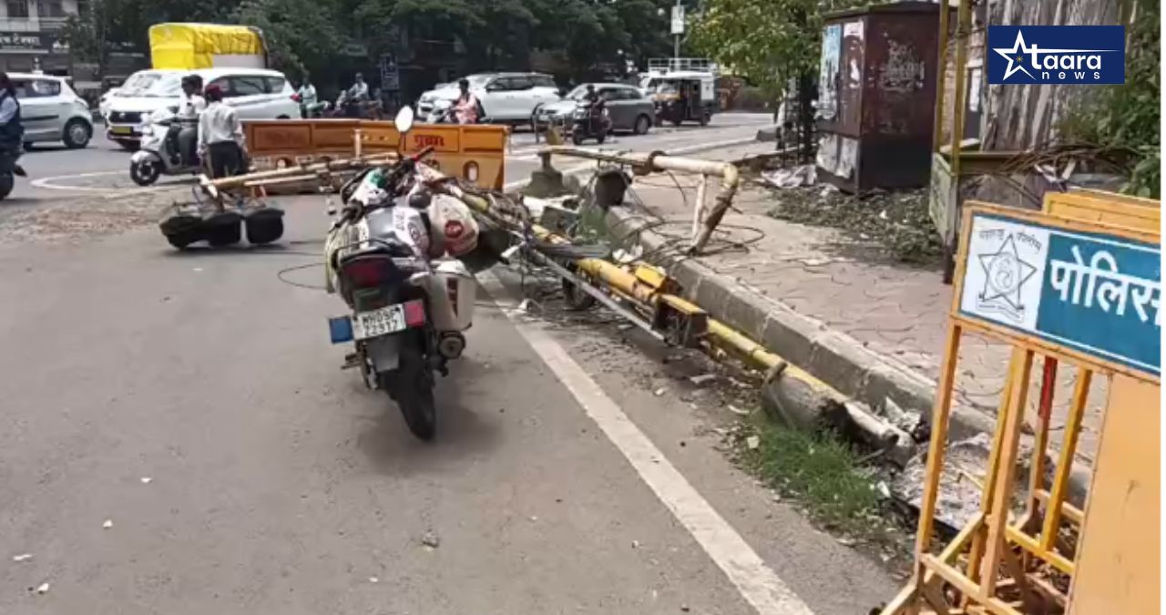 kolhapur tararani chowk signal poles collapse container incident